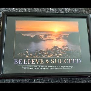 Successories “Believe and Succeed” framed print.